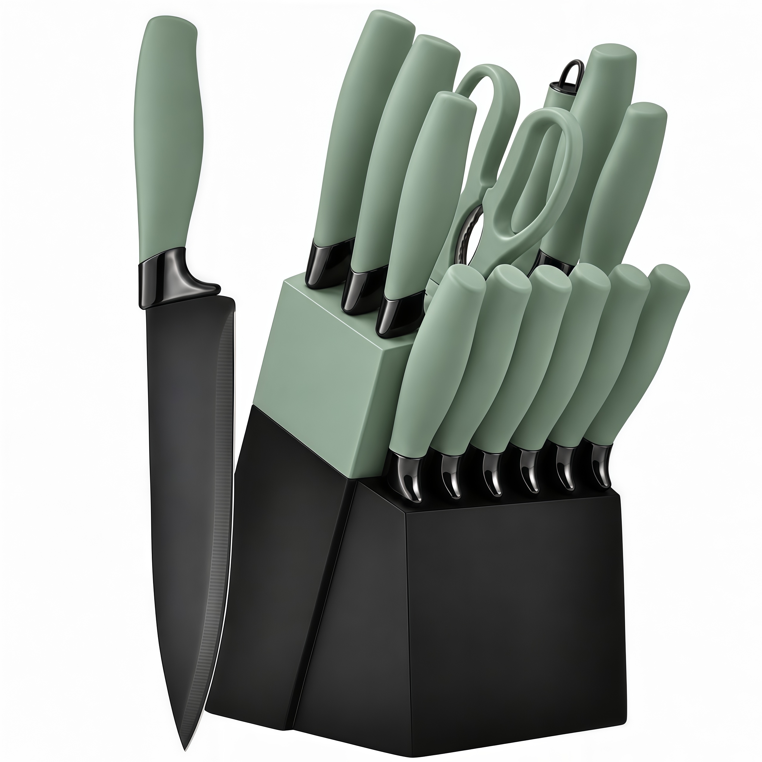 Japanisches Küchenmesser-Set mit Messerblock