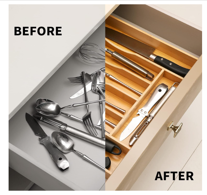 Bambus Schubladen-Organizer Set mit Einsätzen 2