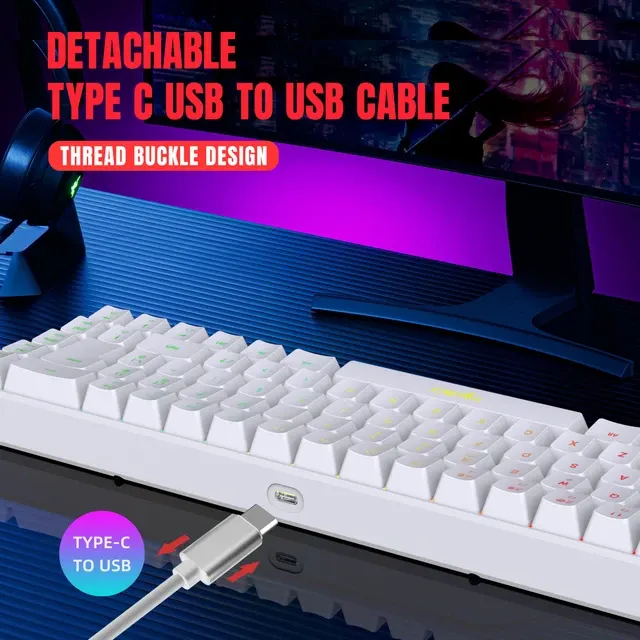 Kompakte 68-Tasten-USB-Tastatur mit RGB-Licht 2