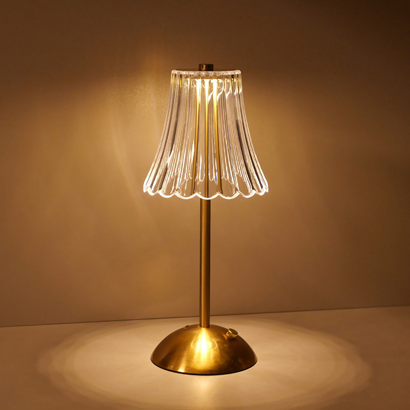 Retro Metall-Tischlampe LED Kristall USB-Akku 2