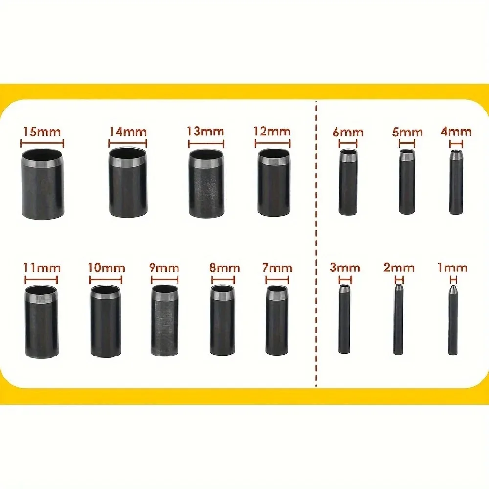 15-teiliges Rundlochstanzer-Set aus Leder, 1–15 mm 3