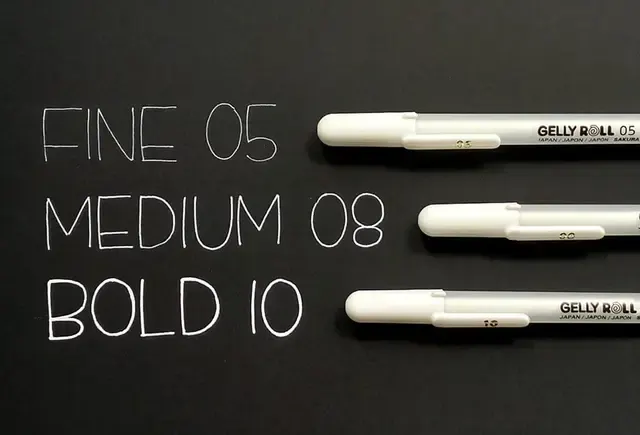 Gelroller-Set mit weißer Tinte, 3 Spitzen 2