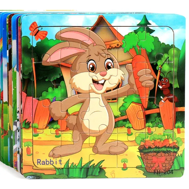 20-teiliges Montessori-Holzpuzzle mit Tieren und Fahrzeugen 1