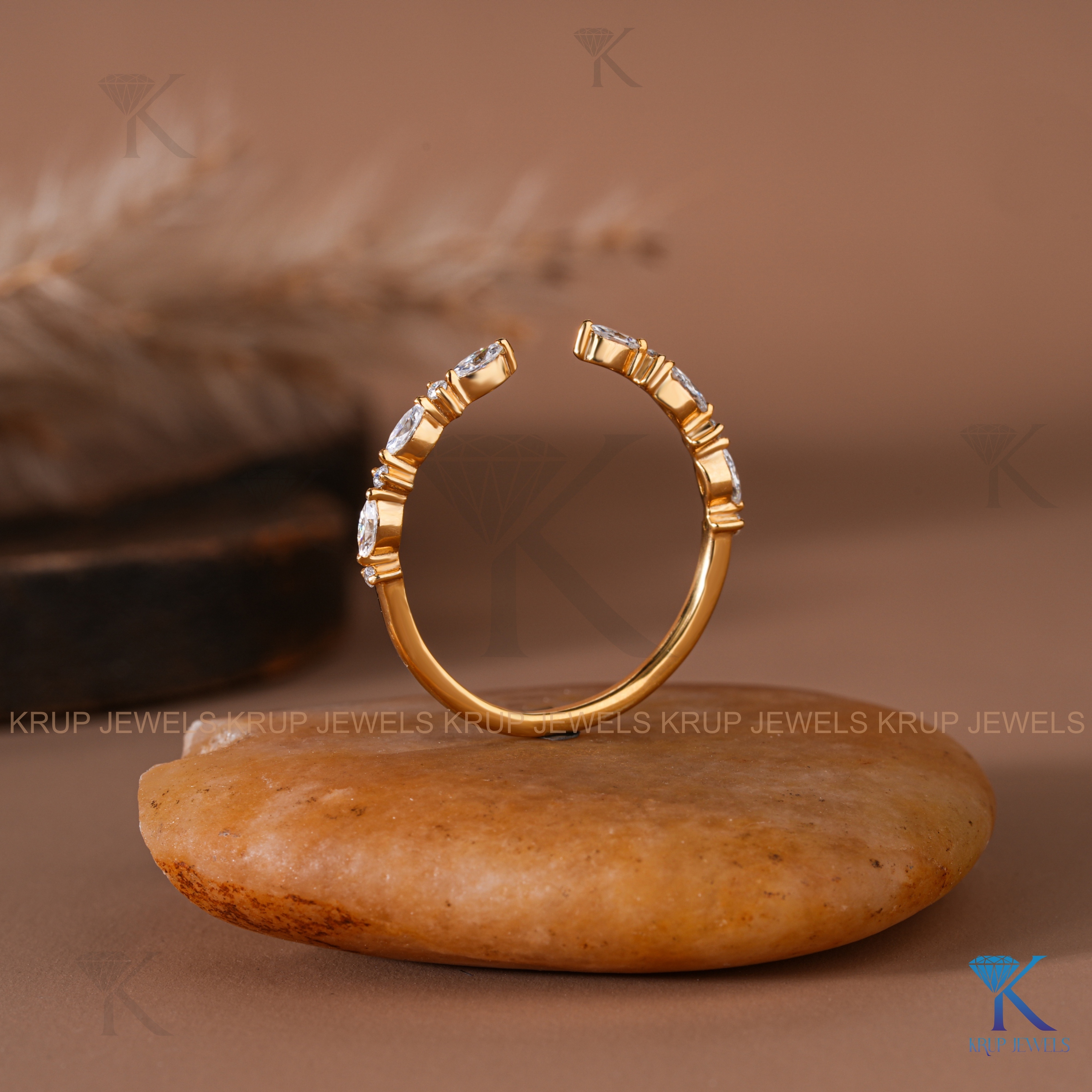 Offener Stapelring Labordiamant Massivgold 3
