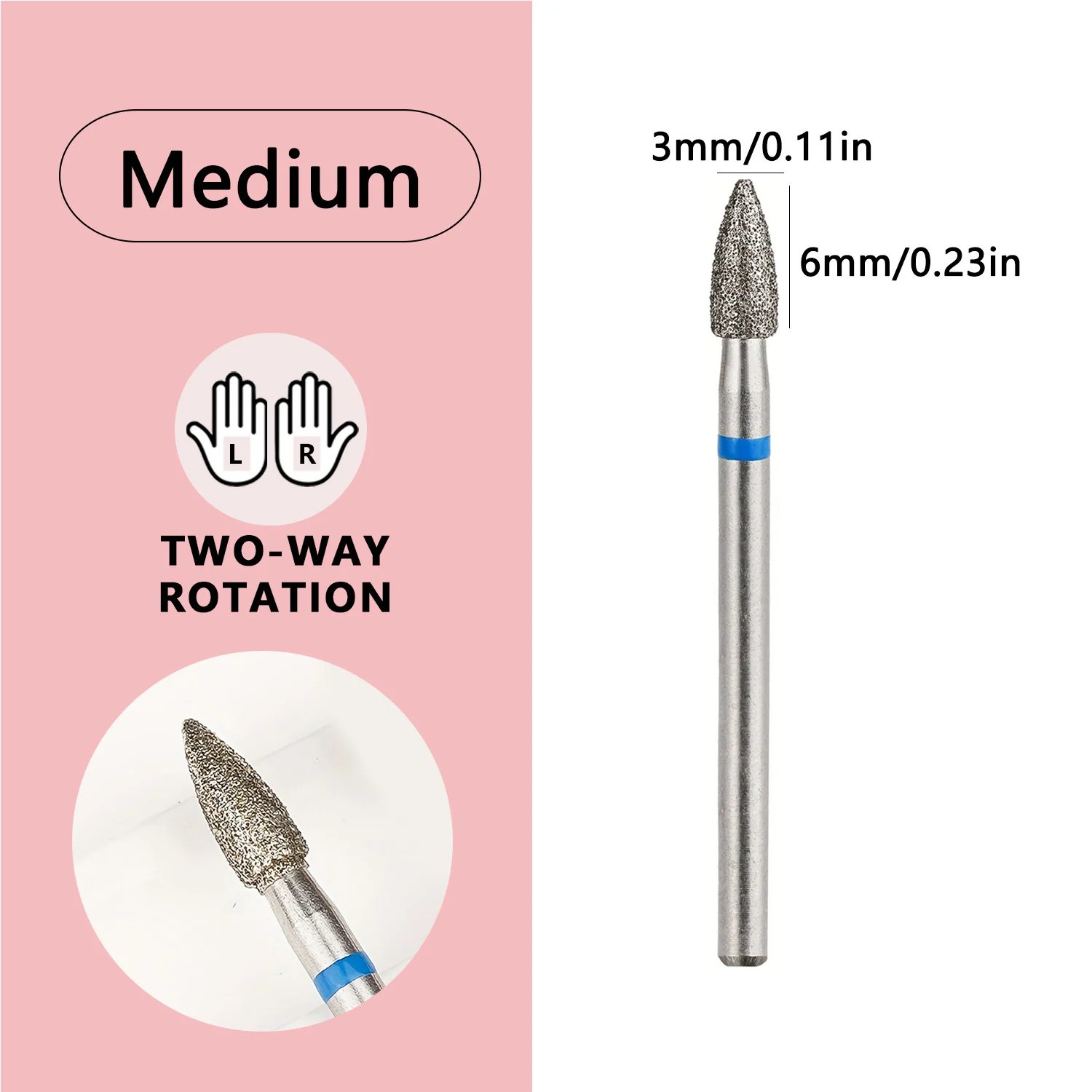 Diamant-Nagelfräser 3mm konisch 3