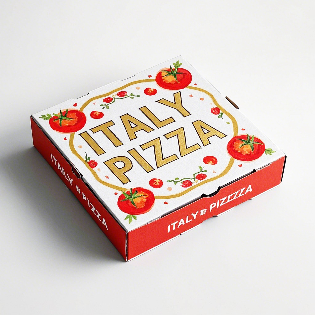 Portable Pizzabox aus Recyclingkarton mit Glanzlaminierung