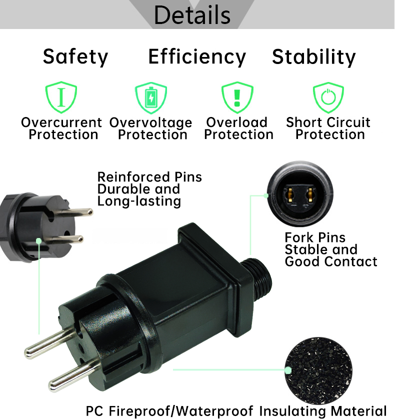 IP44 Gartenlichter-Adapter mit US- und EU-Stecker 3