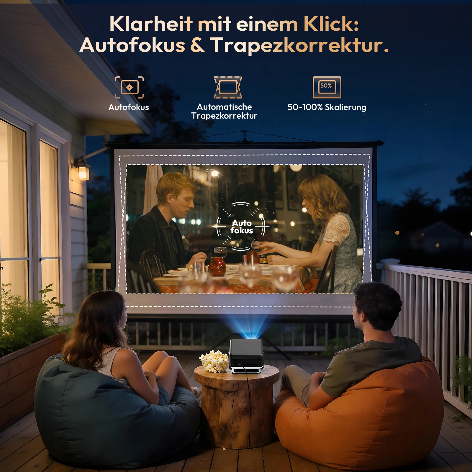 Tragbarer 4K Android-Projektor mit Gimbal 4