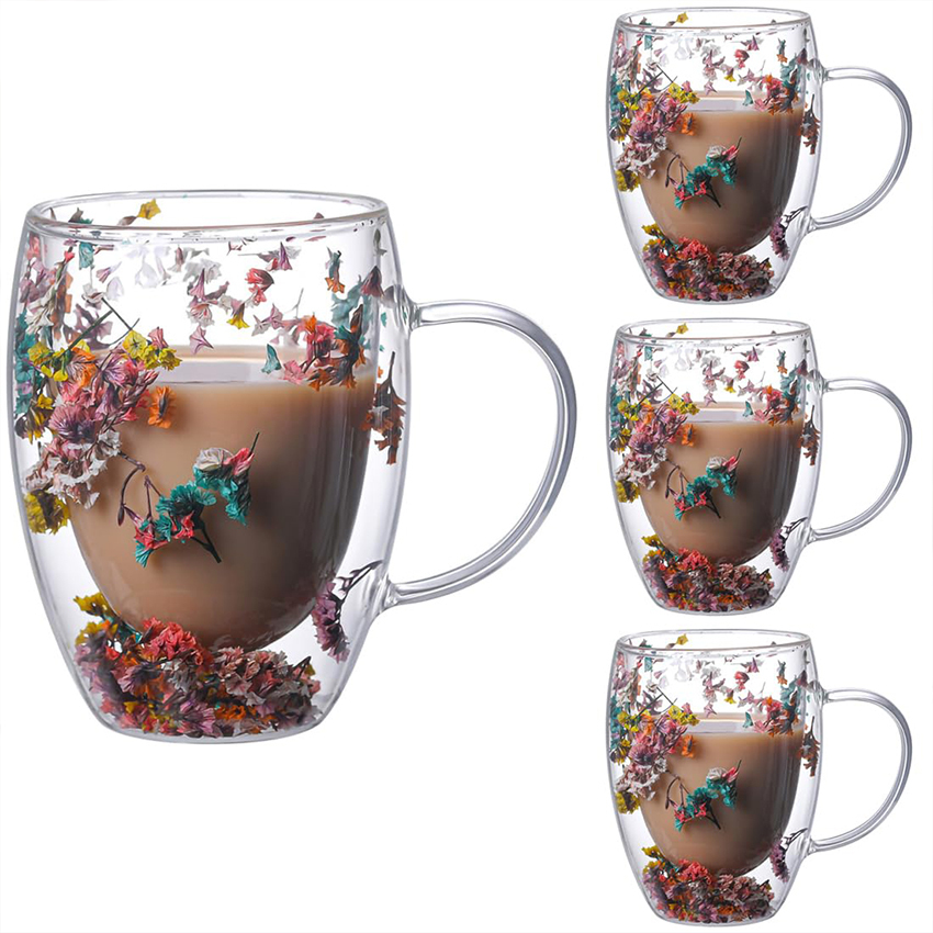 Doppelwandige Glastasse mit Henkel im Chinastil 3