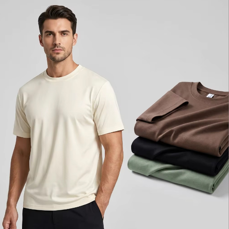 Basic-T-Shirt aus Baumwoll-Viskose-Mix