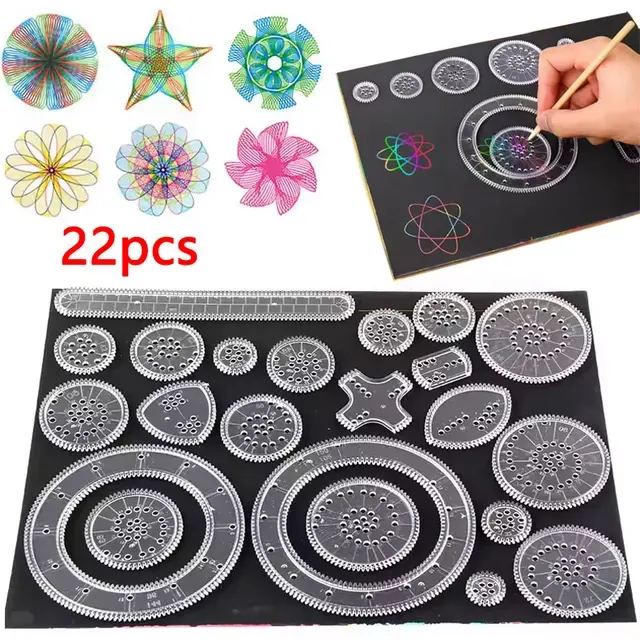 Spirograph-Zeichenset mit Zahnrad-Schablonen für Kinder 2