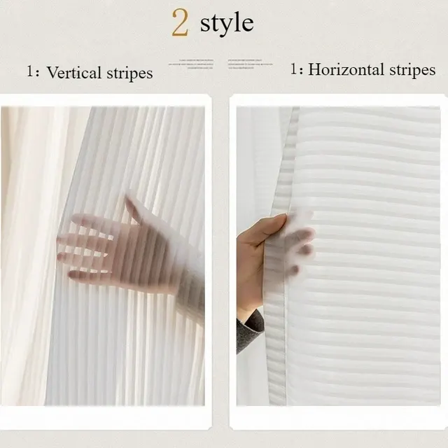 Weiße gestreifte Tüll-Chiffon-Fenstervorhänge im japanischen Stil 4