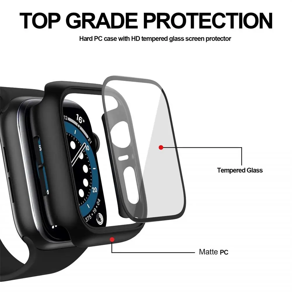 Gehärtete Glas-Schutzfolie mit Hülle für Apple Watch 4