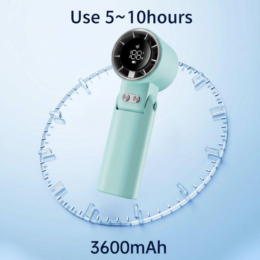 Tragbarer Turbo-Handventilator mit 3600mAh-Akku 4