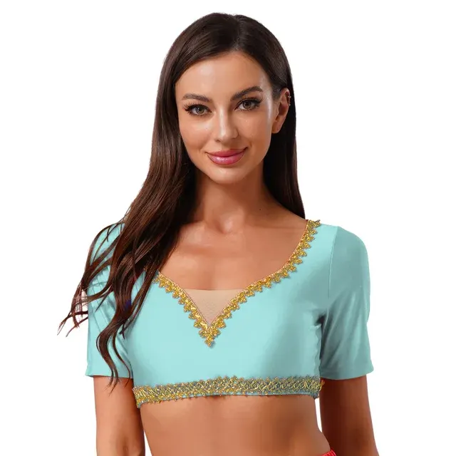 Bauchtanz-Crop-Top mit Goldbesatz 3