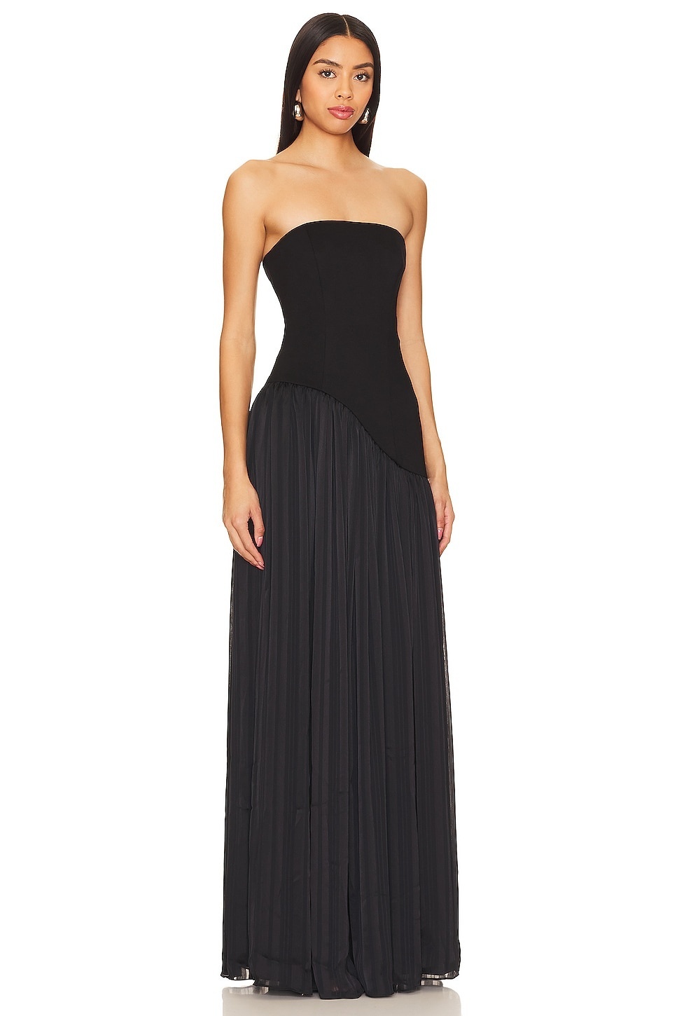 Schulterfreies Chiffon-Maxikleid für Damen 2