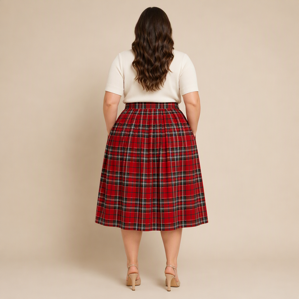 Warmer Plus-Size-Wollrock mit Karomuster 3