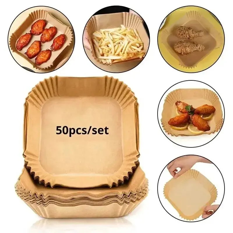 Runde Einweg-Backpapiere für Airfryer, 50 Stück