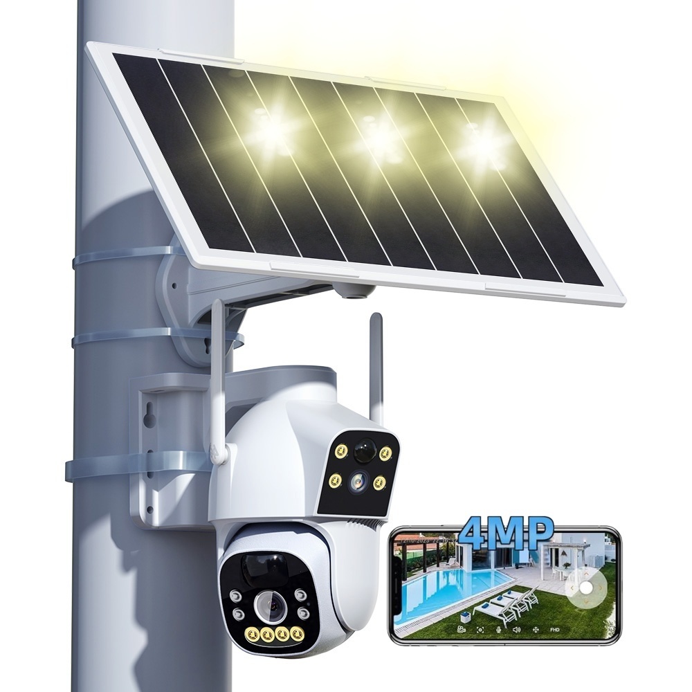Solar-PTZ-Außenkamera mit Dual-Objektiv