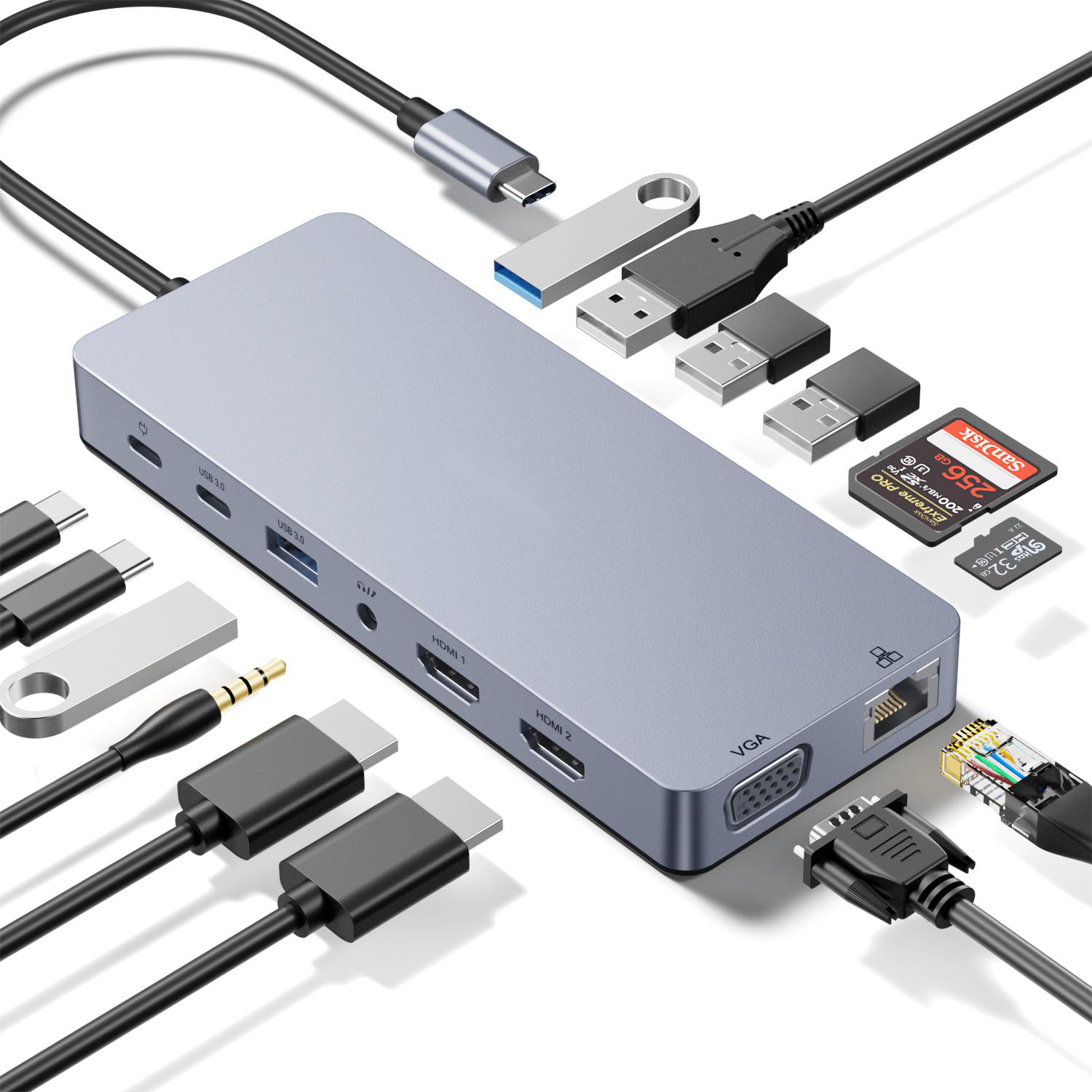 USB-C Docking Station 14-in-1 mit PD 100W