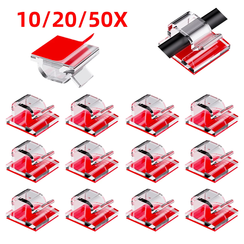 Selbstklebende Kabelklemmen-Set, 10 bis 100 Stück