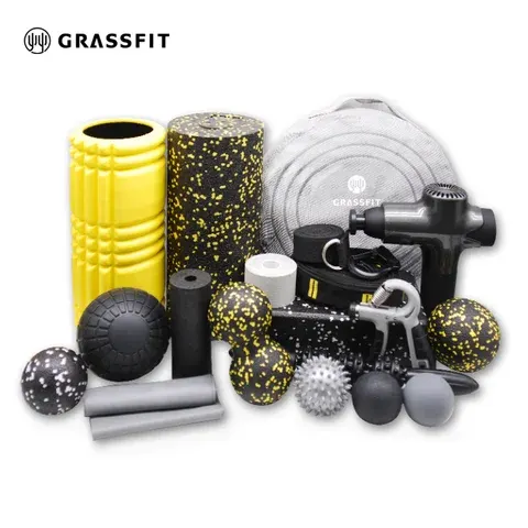 Schwarzes Faszienrollen-Set mit Faszienbällen