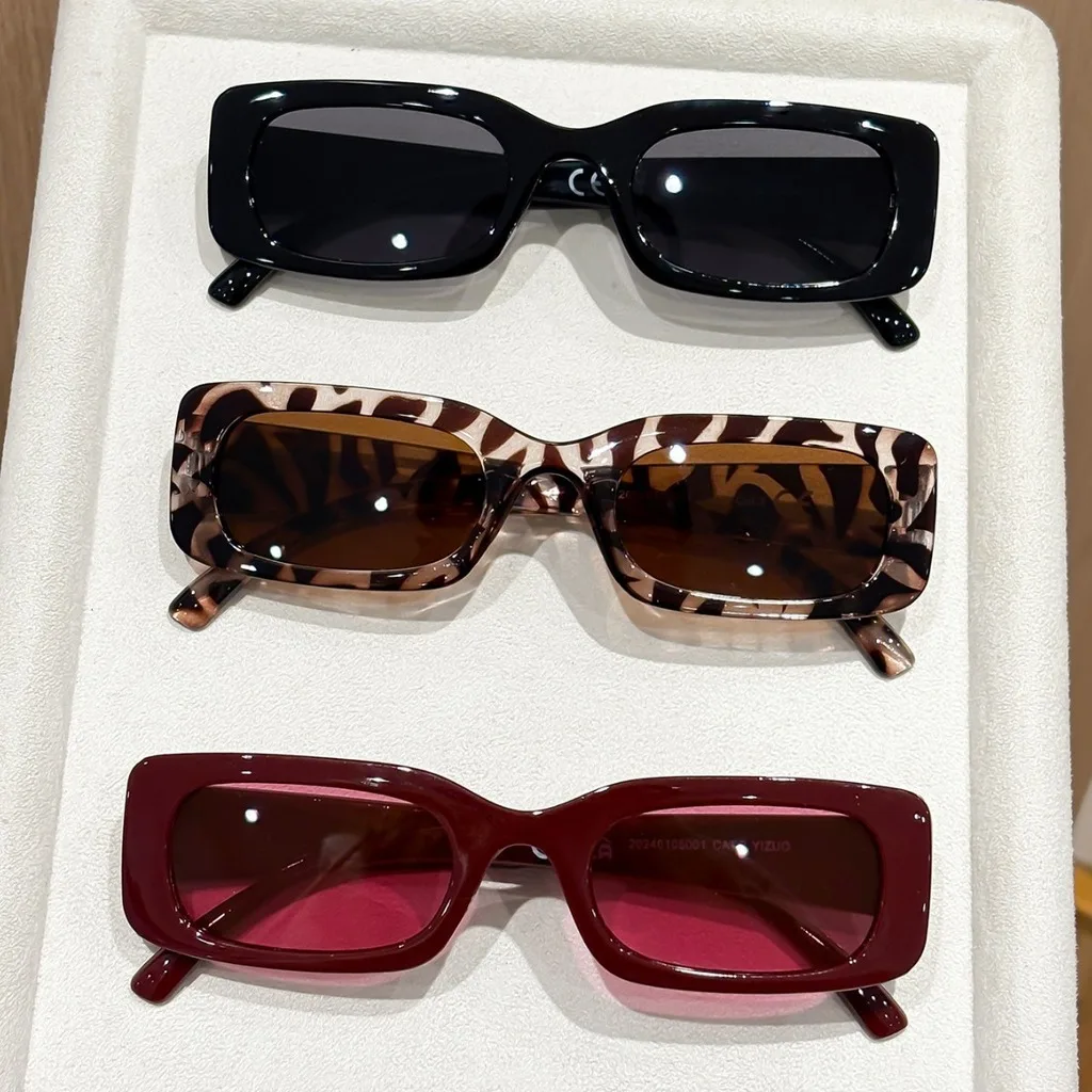 Quadratische Retro-Leopard-Sonnenbrille für Damen 2