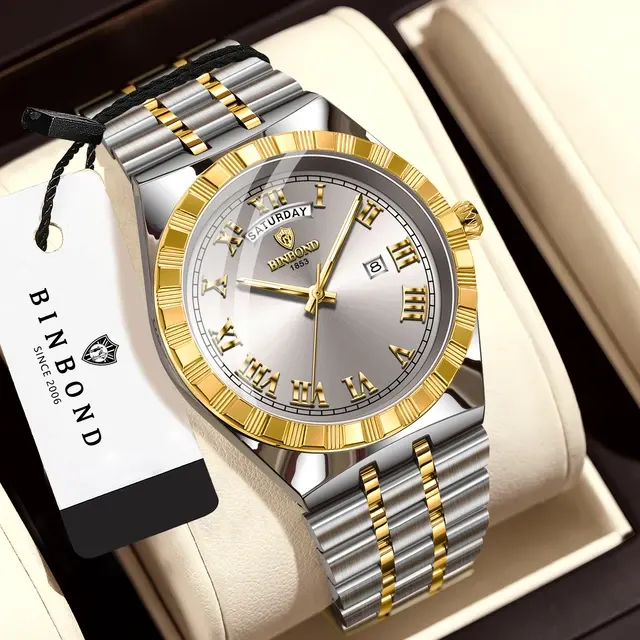 Wasserdichte Quarz-Herrenuhr mit Edelstahlarmband 2