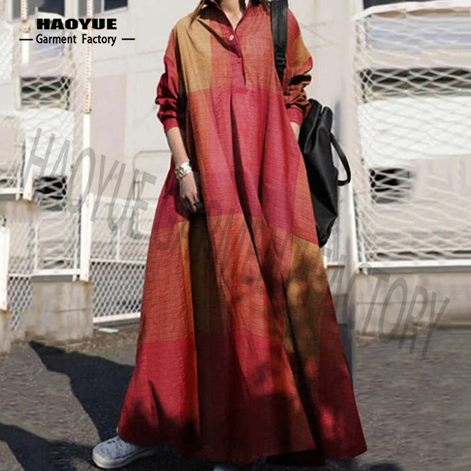 Vintage A-Linien-Maxikleid aus Baumwoll-Leinen 3