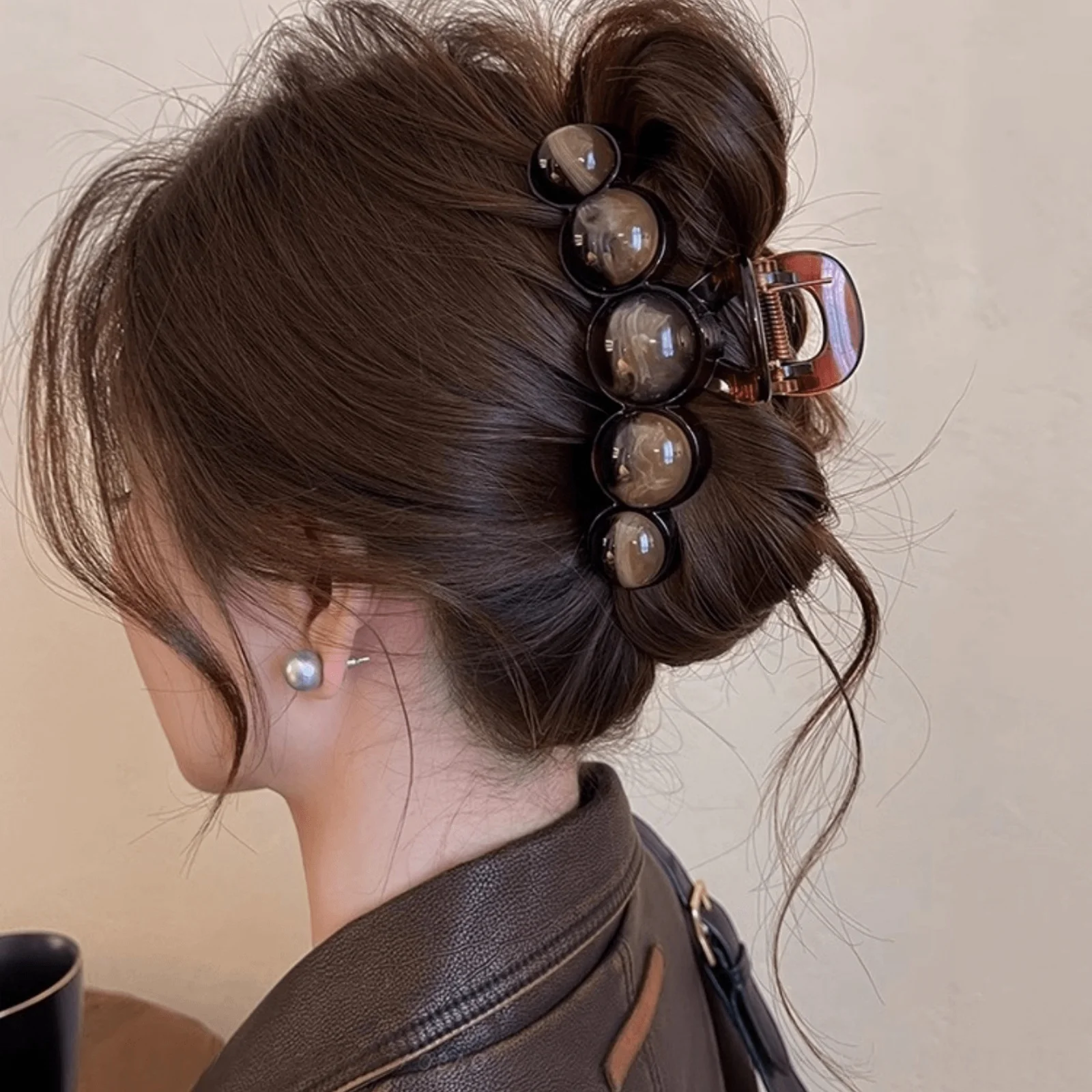 Elegante Acryl-Perlen-Haarklammer, große Haarnadel 2
