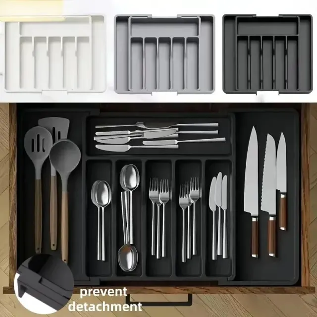 Verstellbarer Kunststoff-Besteckeinsatz für Schubladen 2