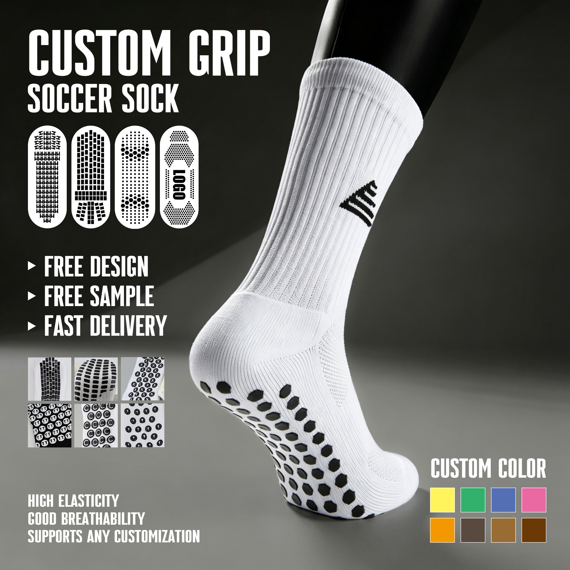 Knöchelhohe Fußball-Grip-Socken atmungsaktiv