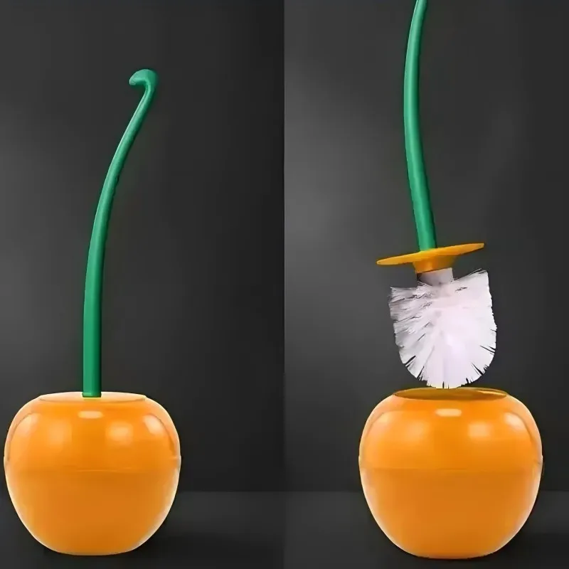 Rotes Kirschblüten-WC-Bürstenset mit Halter 3