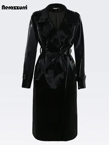 Damen-Lackleder-Trenchcoat