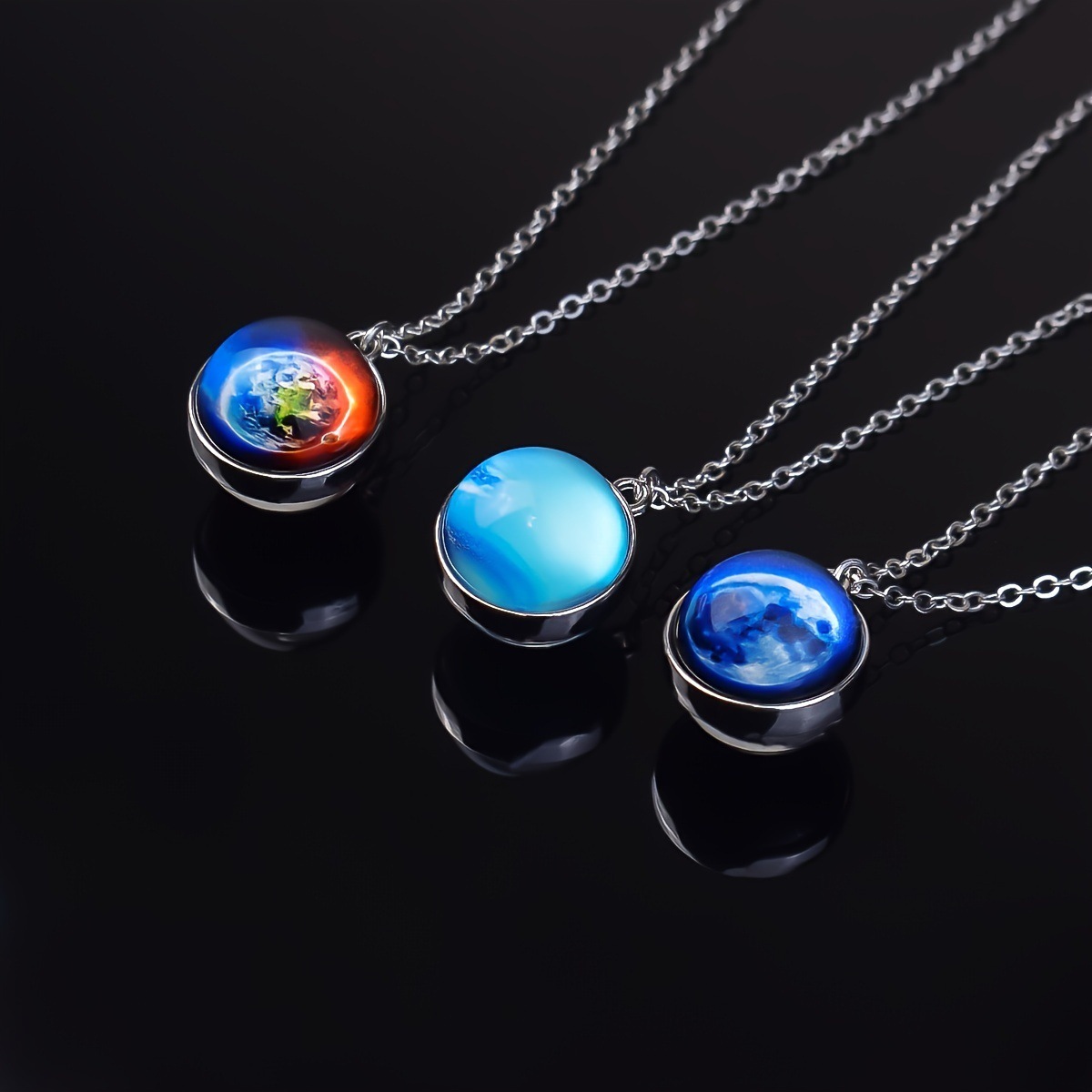 Solarsystem Legierungs-Anhänger mit Bambuskette 3