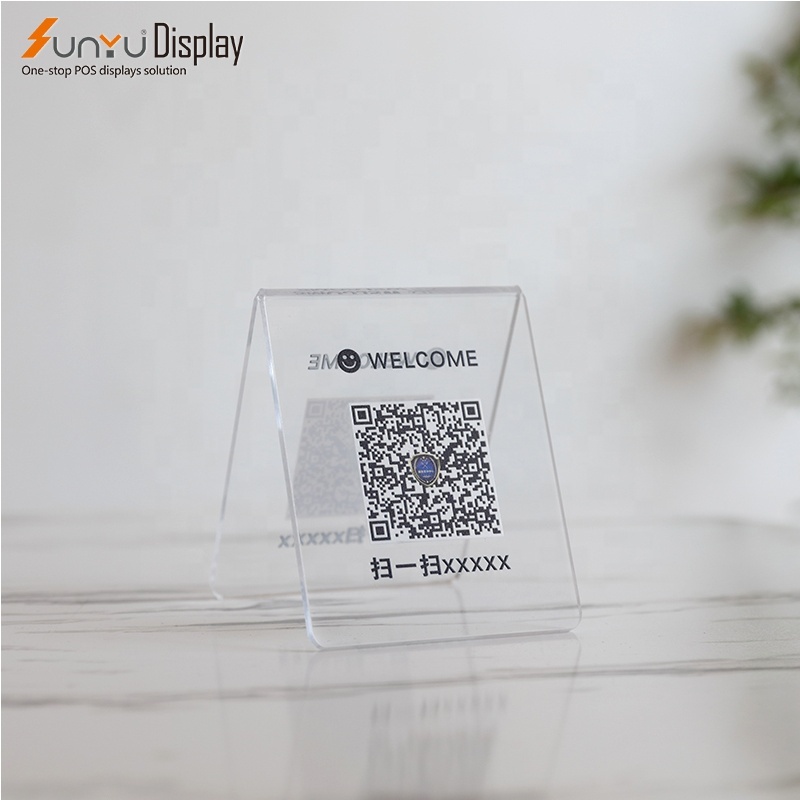 V-förmiger Acryl QR-Code Doppelseiten Display 3
