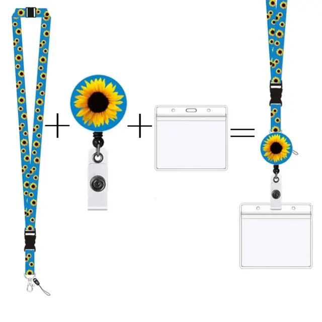 Sonnenblumen-Schlüsselband mit Namensschildhalter 2
