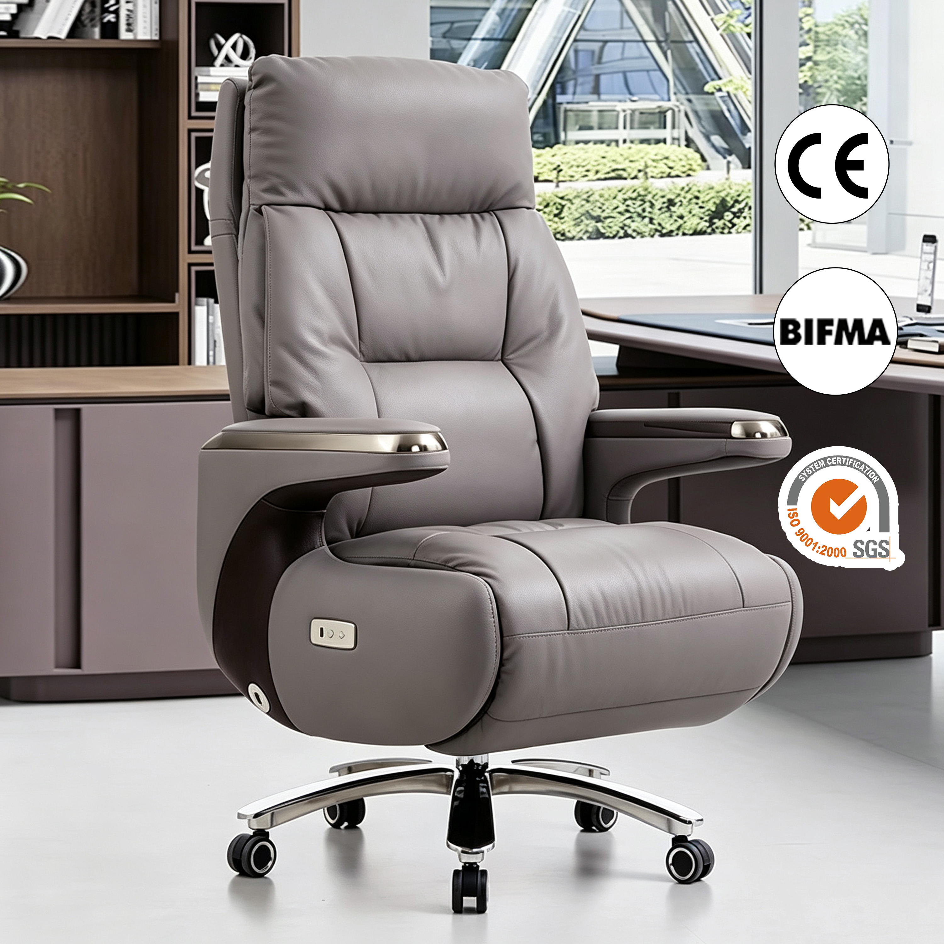 Elektrischer Massage-Bürostuhl aus Leder