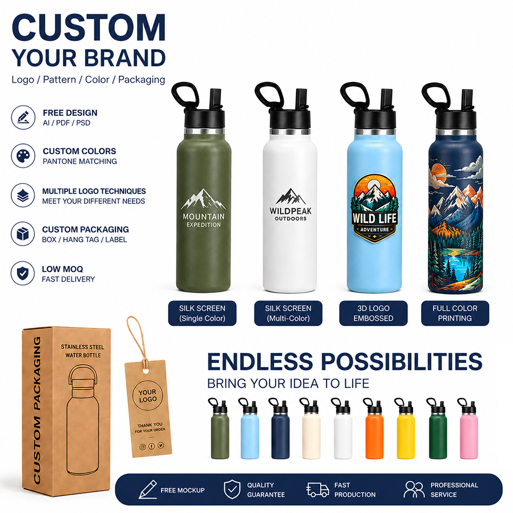 Isolierte Edelstahl-Sportflasche 18oz 25oz Weithals 3