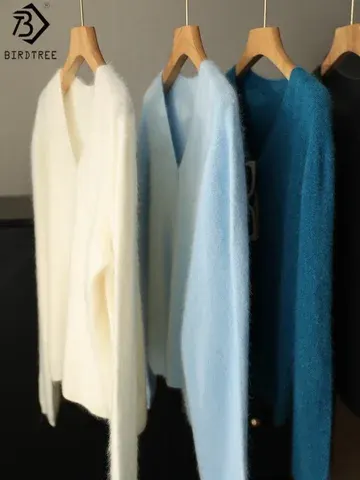 Damen-V-Ausschnitt-Strickjacke