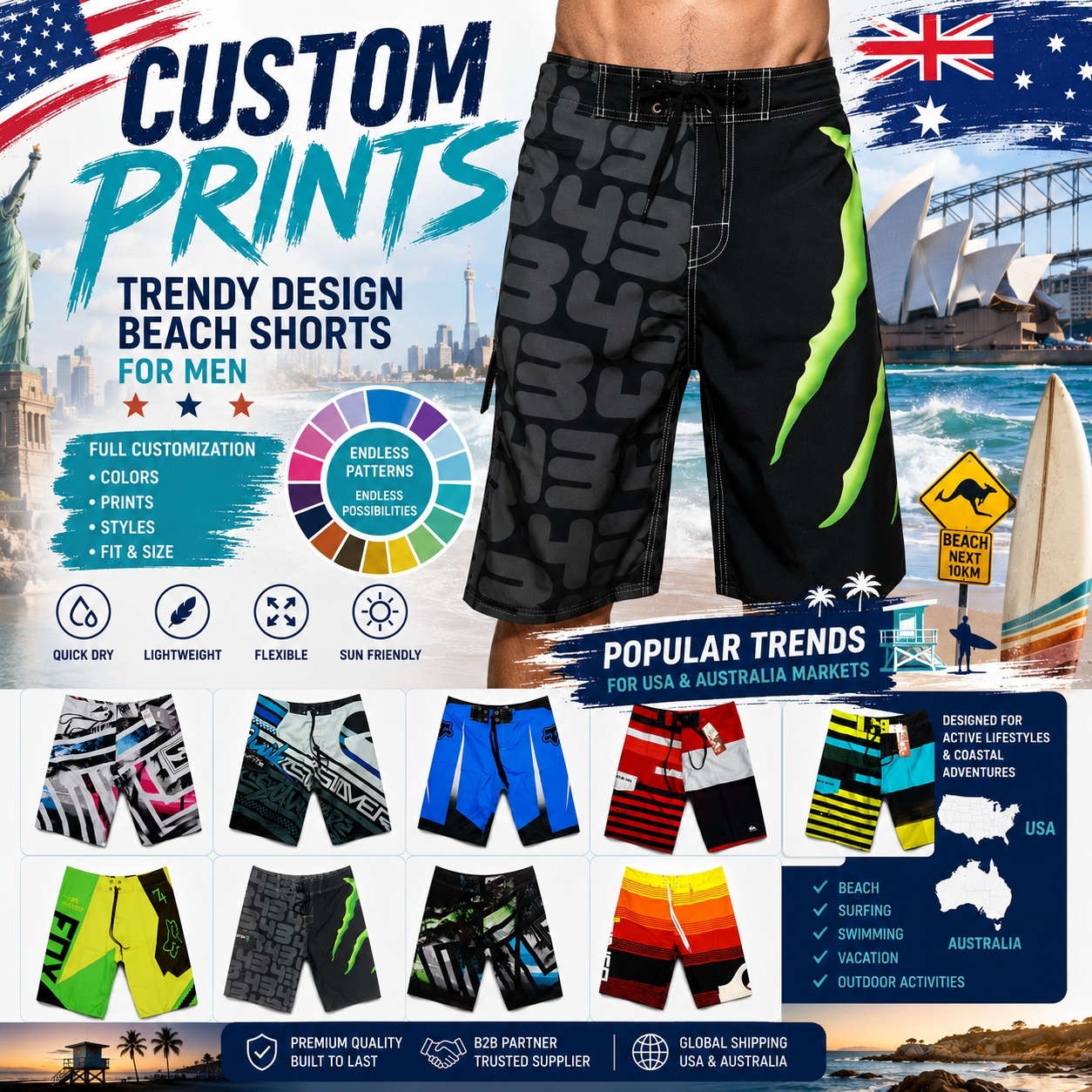 Bedruckte Badeshorts Boardshorts für Herren 2