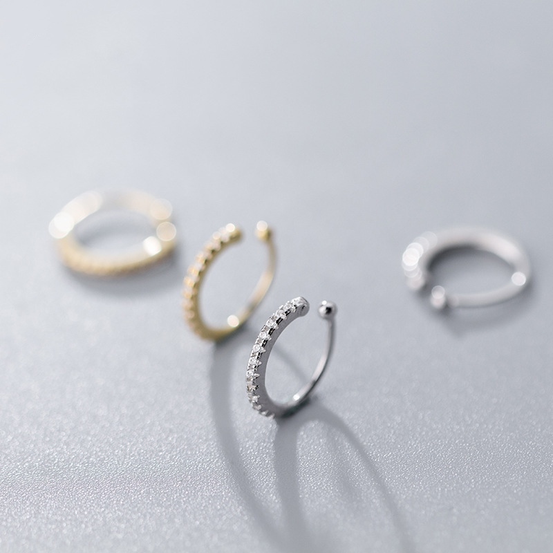 Silber Ohrmanschette mit Zirkonia-Reihe 3