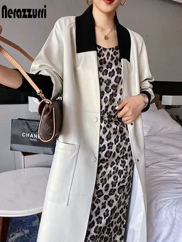 Damen-Ledertrenchcoat