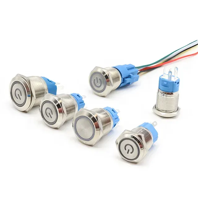 Metall-Drucktaster mit LED-Leuchte, 16/19/22mm 1