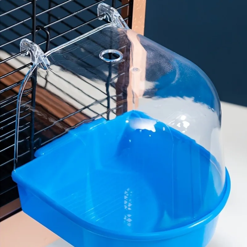 Transparente Vogelbadewanne mit Spritzschutz 4