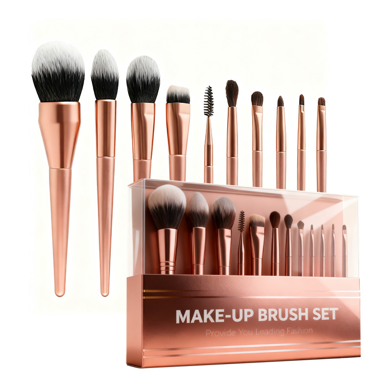 Roségold Make-up-Pinsel-Set mit Etui