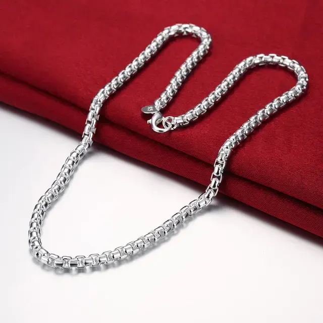 Runde 925er Sterlingsilber-Kastenkette, 20 oder 24 Zoll 4