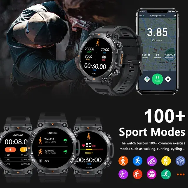 Sport-Smartwatch mit Herzfrequenz und Bluetooth-Anruf 4