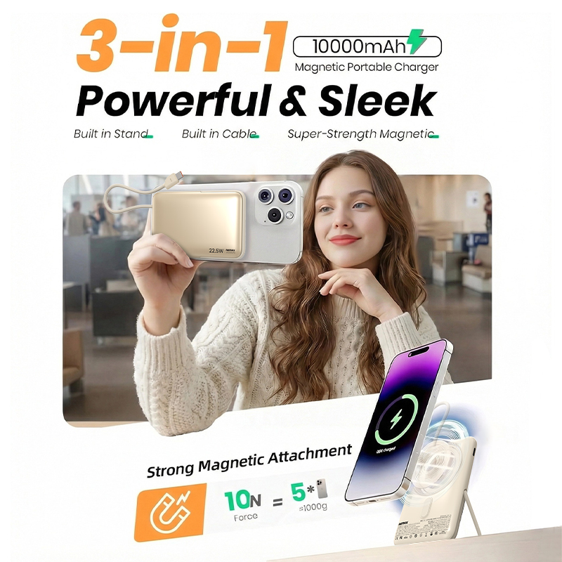 3-in-1 Powerbank 10000mAh mit Faltständer 3