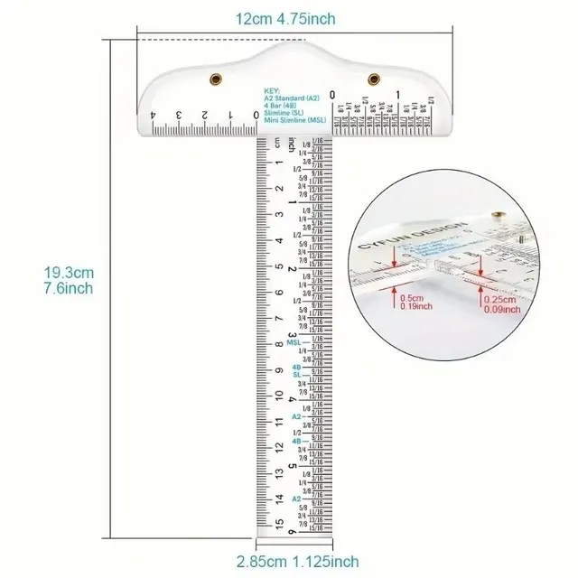 Acryl-T-Winkellineal 2